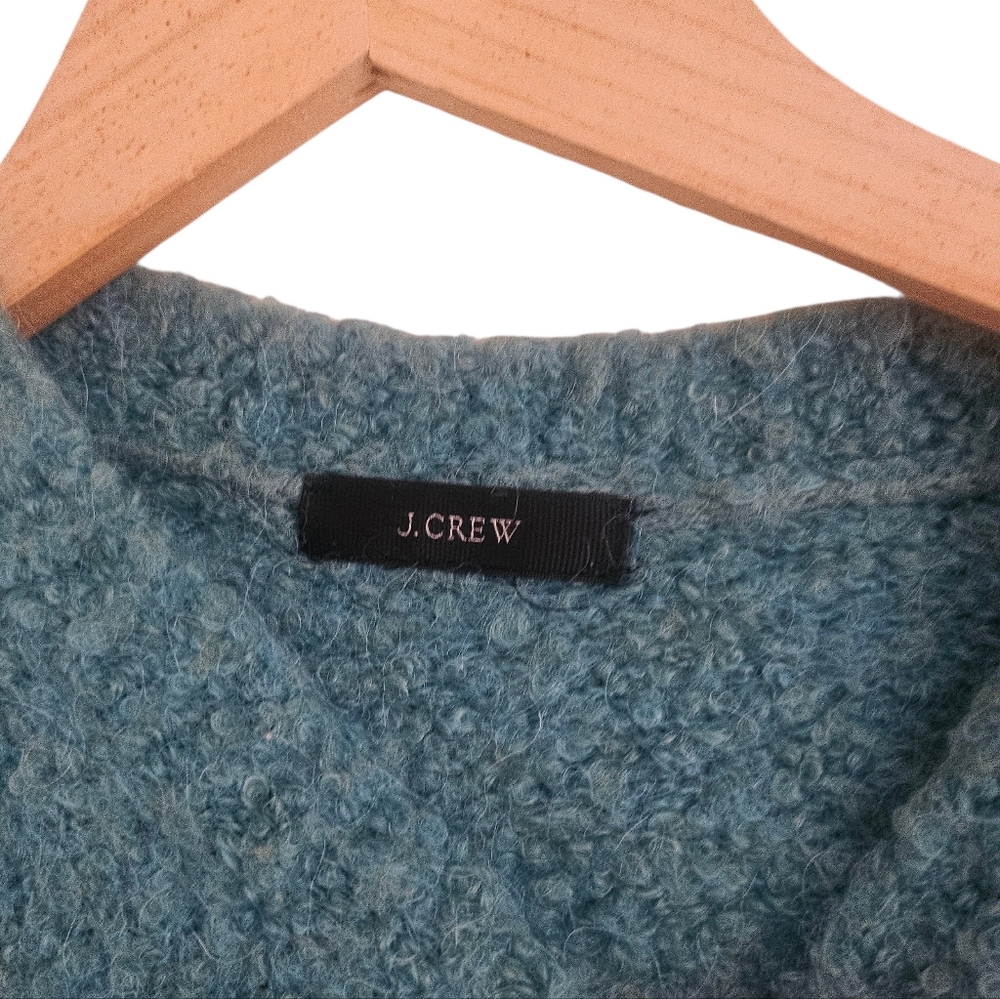 J. Crew Crew Neck Pullover Sweater Teal Blue Green Soft Cozy Fuzzy - Picture 2 of 5